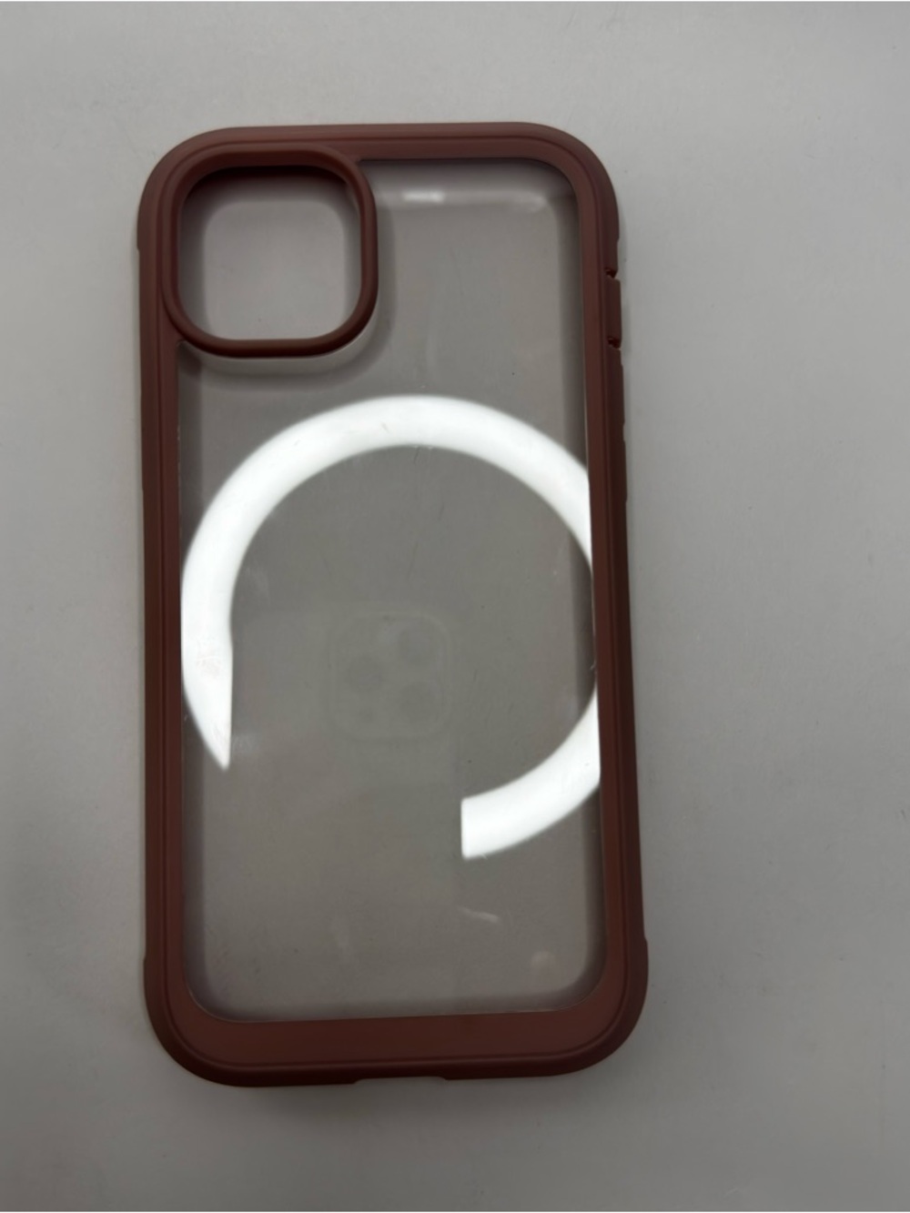 Clear Phone Case with Rose Brown Bumper - Compatible I phone 12 Pro max